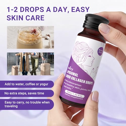 Image of Heivy High Potency Biotin & Collagen 70,000 mcg Liquid Drops for Women, Hair Growth Support, Strong Skin Nails - Made in USA - 50mL