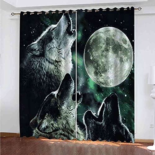 Rideaux occultants 140x160 cm isolant phonique loup 3D polyester - 2