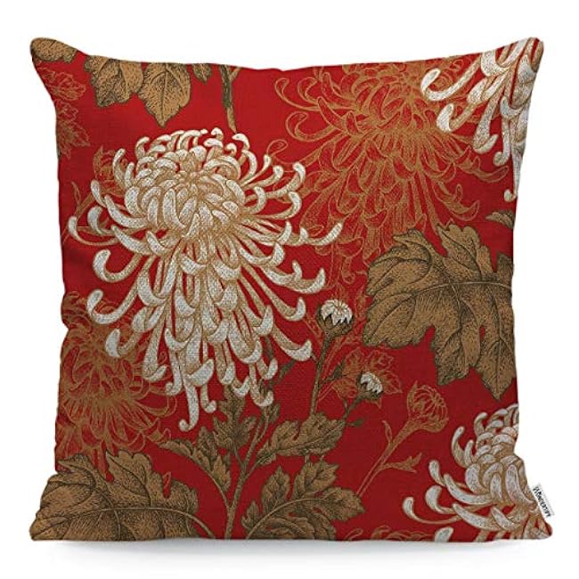 WONDERTIFY Throw Pillow Case Cover Red Hibiscus Flower on A White Background Tropical - Soft Linen Pillow Case for Decorative Bedroom/Livingroom/Sofa/Farm House - Cushion Covers 18x18 Inch 45x45 cm