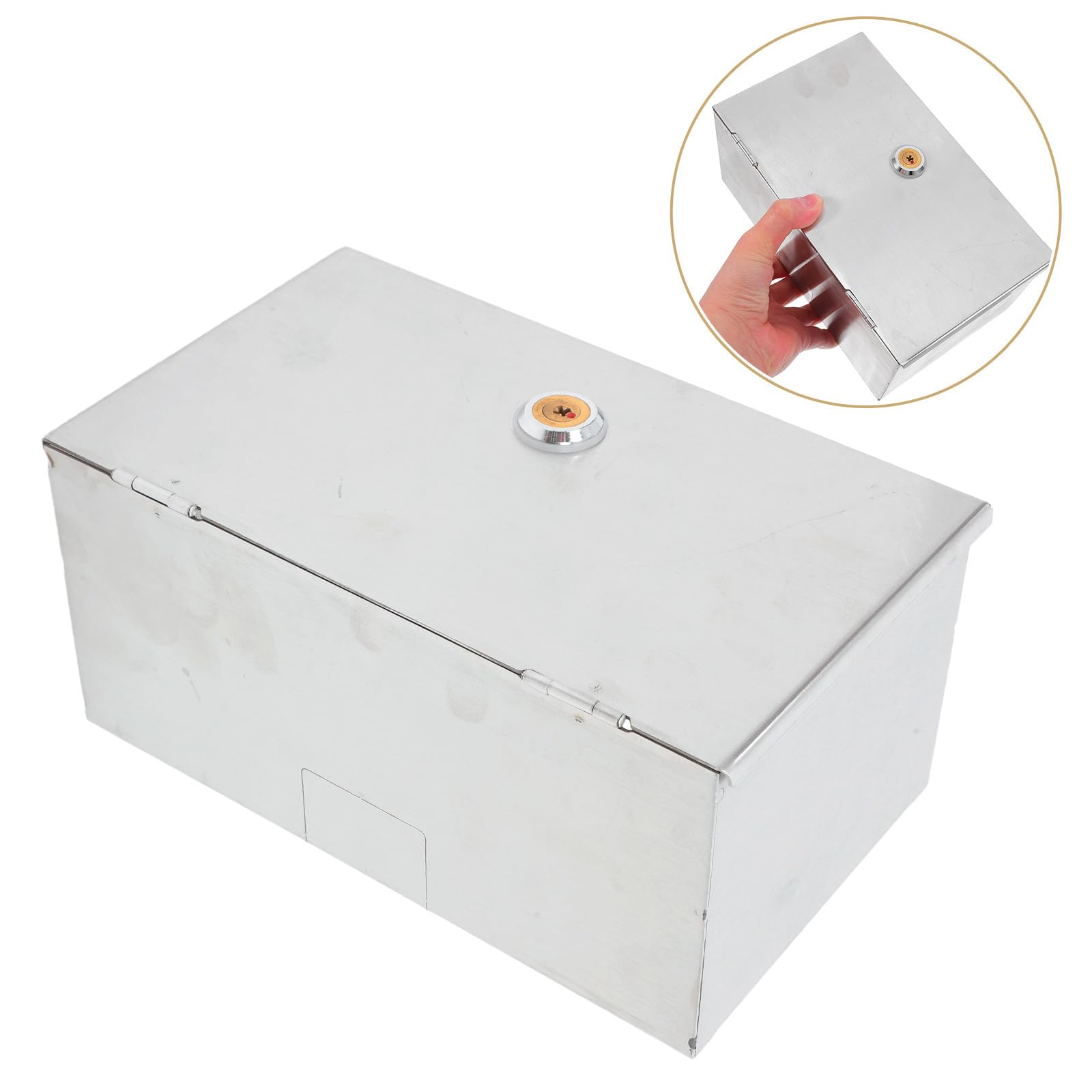 SHERCHPRY Copripresa Elettrica Scatola di Protezione e Bloccabile da Muro in Acciaio Inossidabile Argento Design Elegante e Resistente per Casa e Ufficio