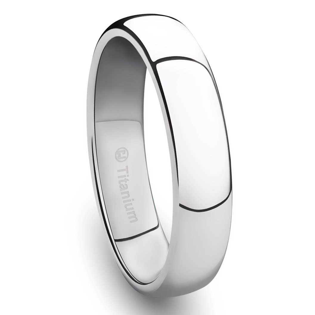 Cavalier Jewelers 4MM Titanium Platinum-Plated Ring Classic Wedding Band with Polished Finish