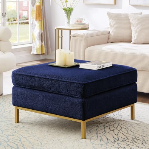 24KF Large Square Couch Ottoman for Living Room, Upholstered Teddy
