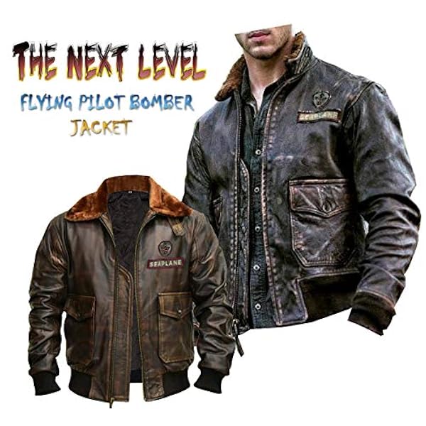 Fashion_First Chaqueta de piel de oveja para hombre G1 Vintage Aviator Flight Pilot British Air Force