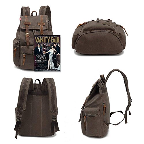 Augur High Capacity Canvas Vintage Backpack - For School Hiking Travel 12-17" Laptop #TOP6