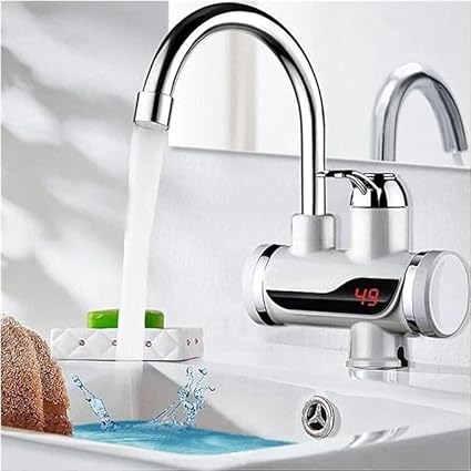 Ocean Plastwares Instant Electric Water Heater Faucet Tap Home-Kitchen Instantaneous Water Heater Tank less for Tap, LED Electric Head Water Heaters Tail Gallon Comfort