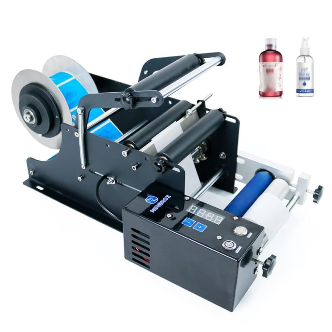 YXZYFPP Electric Bottle Labeling Machine for Round Bottles (15-100mm) - Fast Applicator (20-40 pcs/min) for Food, Cosmetics & Home Packaging Solutions