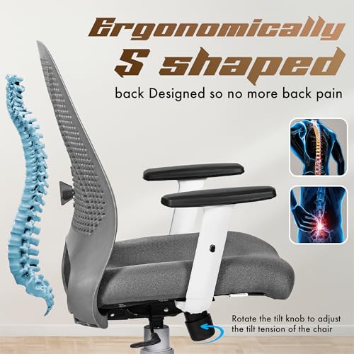 Image of Da URBAN AeroFlex Office Chair, Mid Back Mesh Ergonomic Home Office Desk Chair with 1 Year Warranty,Tilt Lock Mechanism (Grey)