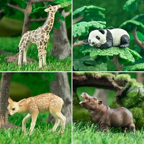 TOYMANY 12 Stück Wald Tiere-Figuren Set Wild Spielfiguren Dschungel Spielzeug Dschungeltiere Baby Figur Plastiktiere Zoo, Osterei, Kuchendeckel Weihnachtsgeburtstagsgeschenk für Kinder