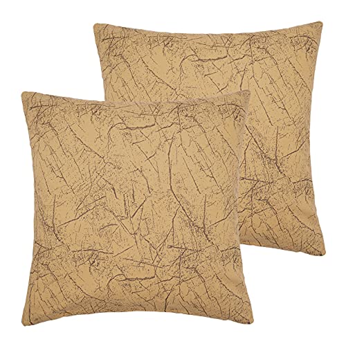 Housse de Coussin 45x45cm Housse Coussin Velours,Ruyosn Lot de 2 Taie d'oreiller Texturée Decoratif Canapé,sans Rembourrage,avec Fermeture éclair Dissimulée,pour Salon Chambre à Coucher Bureau,Jaune Cover
