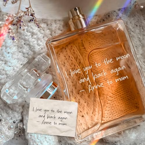 Engraved Handwriting Personalized Perfume Bottle – Custom Mother’s Day Gift for Mom, Mother of the Bride, Bridesmaids - 3.4 oz Glass Refillable Bottle