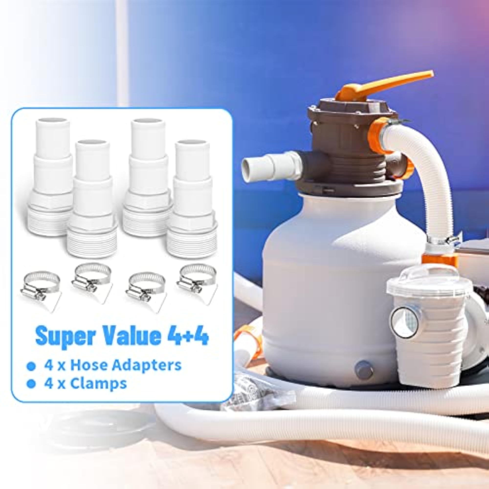 Universal Hose Adapter for Pool Filter Pump, Combo