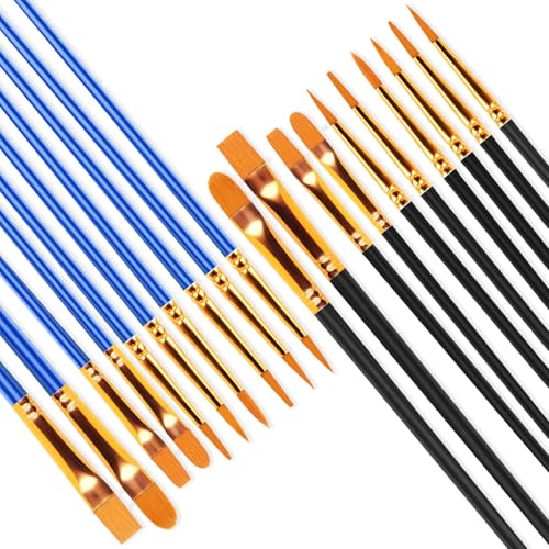 Art Paint Brush Set Different Sizes for Artists Adults Paint Brushes Face Paint Brushes Watercolor Acrylic and Oil Painting Suitable Figurines Nail Art 20 Count Blue&Black