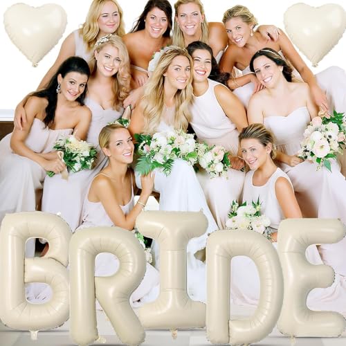 Image of 40 Inch Beige BRIDE Letter Balloons, Bachelorette Party Bridal Shower Decor