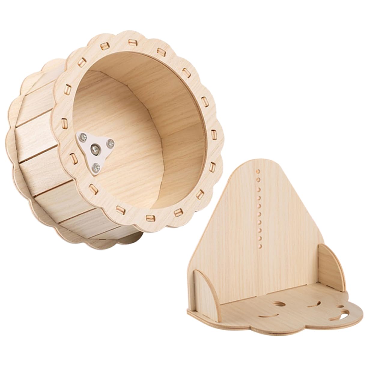 Hohopeti 1 Set Wooden Hamster Exercise Wheel Silent Running for Small Pets Sunflower Wheel Cloud Stand for Hamsters Mice and Hedgehogs