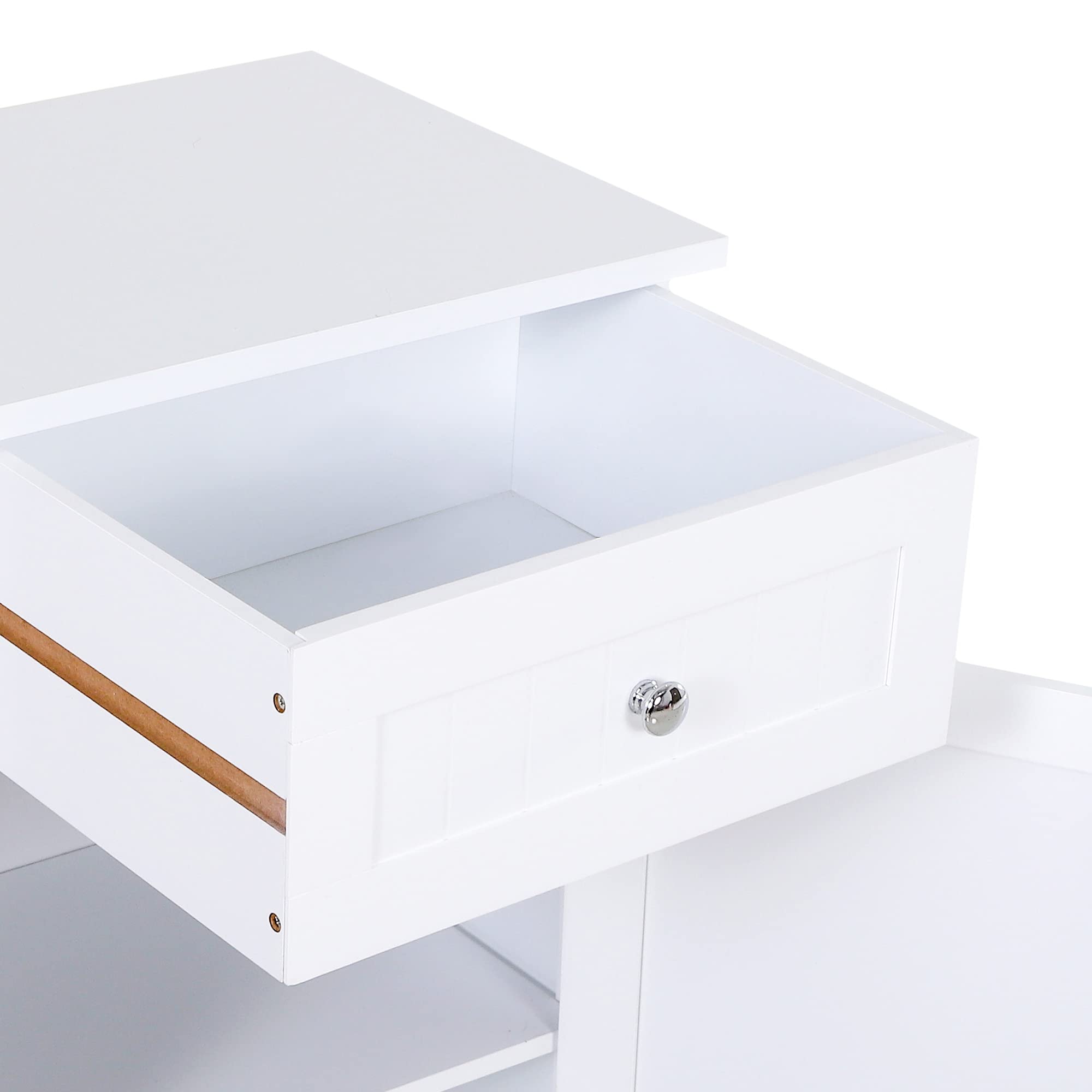 kleankin Mobiletto Armadietto 2 Cassetti, Mobile Bagno Design Anti-Ribaltamento da Bagno in MDF, 43x34x77 cm, Bianco