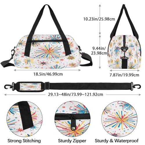 Cartoon- Fireworks Kids Duffle Bag Boys Girls Small Sport Dance Gym Bag for Overnight Travel Weekender Carry On4