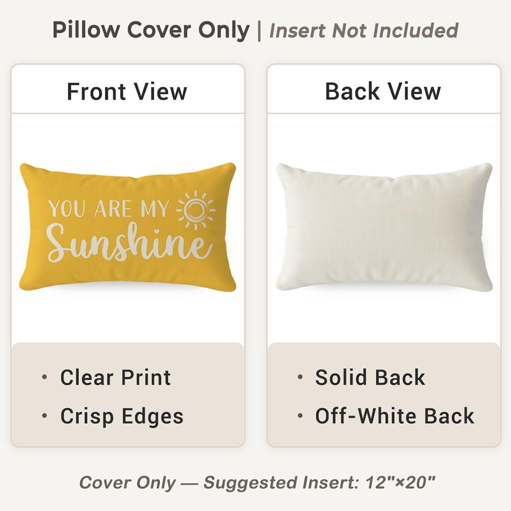 PANDICORN You are My Sunshine Throw Pillow Cover 12x20 Inch Sun Yellow Outdoor Spring Summer Farmhouse Decorations Lumbar Decorative Cushion Case for Home Living Room Sofa Couch Patio Porch Decor - Image 4