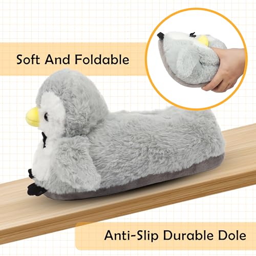 Image of Cute Women Penguin Animal Slippers Fluffy Warm Plush House Shoes Novelty Soft Slippers Cartoon Gifts for Birthday Christmas