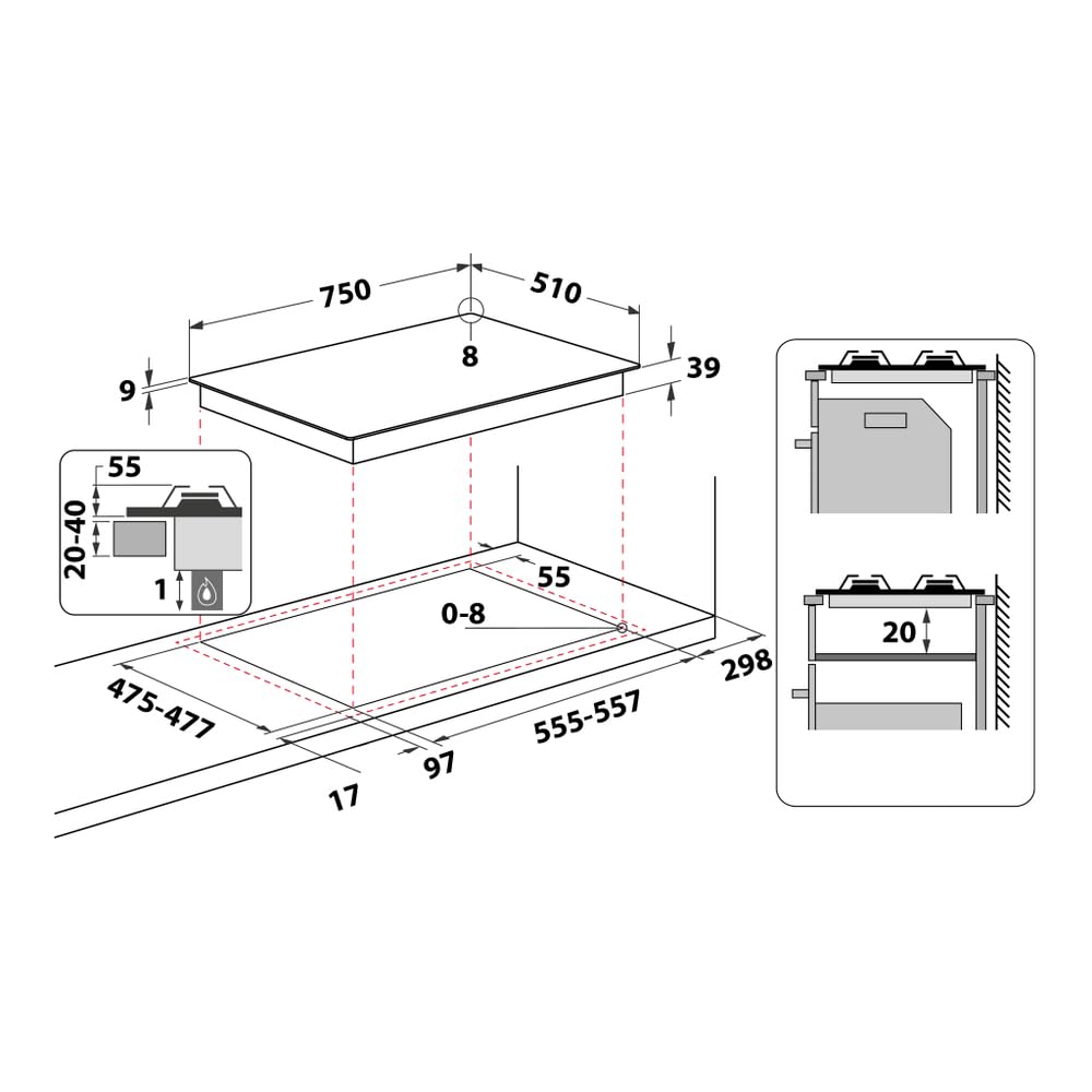 Hotpoint PCN 750 T (OW) R /HA Incasso Gas Avorio piano cottura