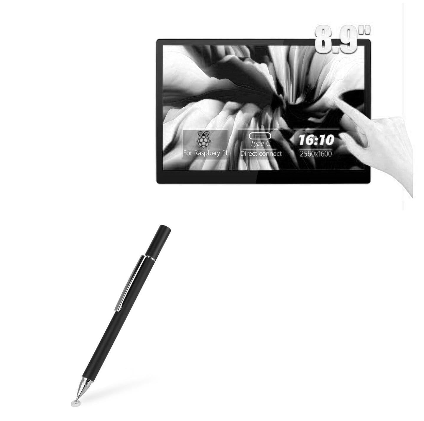 BoxWave Stylus Pen Compatible with Wisecoco Portable Monitor (8.9 in) - FineTouch Capacitive Stylus, Super Precise Stylus Pen - Jet Black