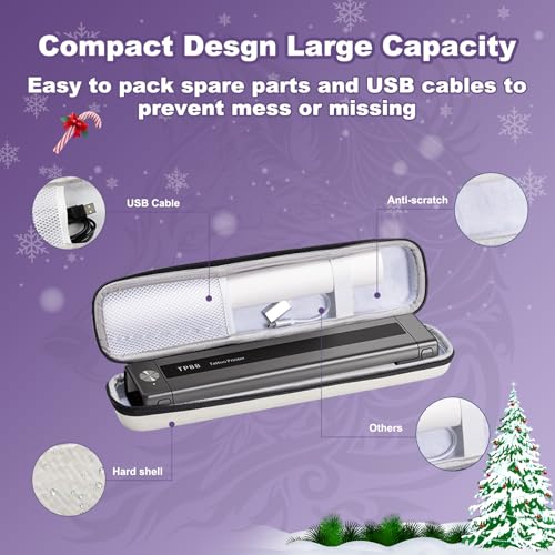 Image of Tattoo Case, Compatible with Phomemo TP88 /M08F /TP81 /TP83 A4 Portable Printer&Tattoo Machines, for Travel Printer Storage Papers & USB Cable, Shockproof (Case Only), White