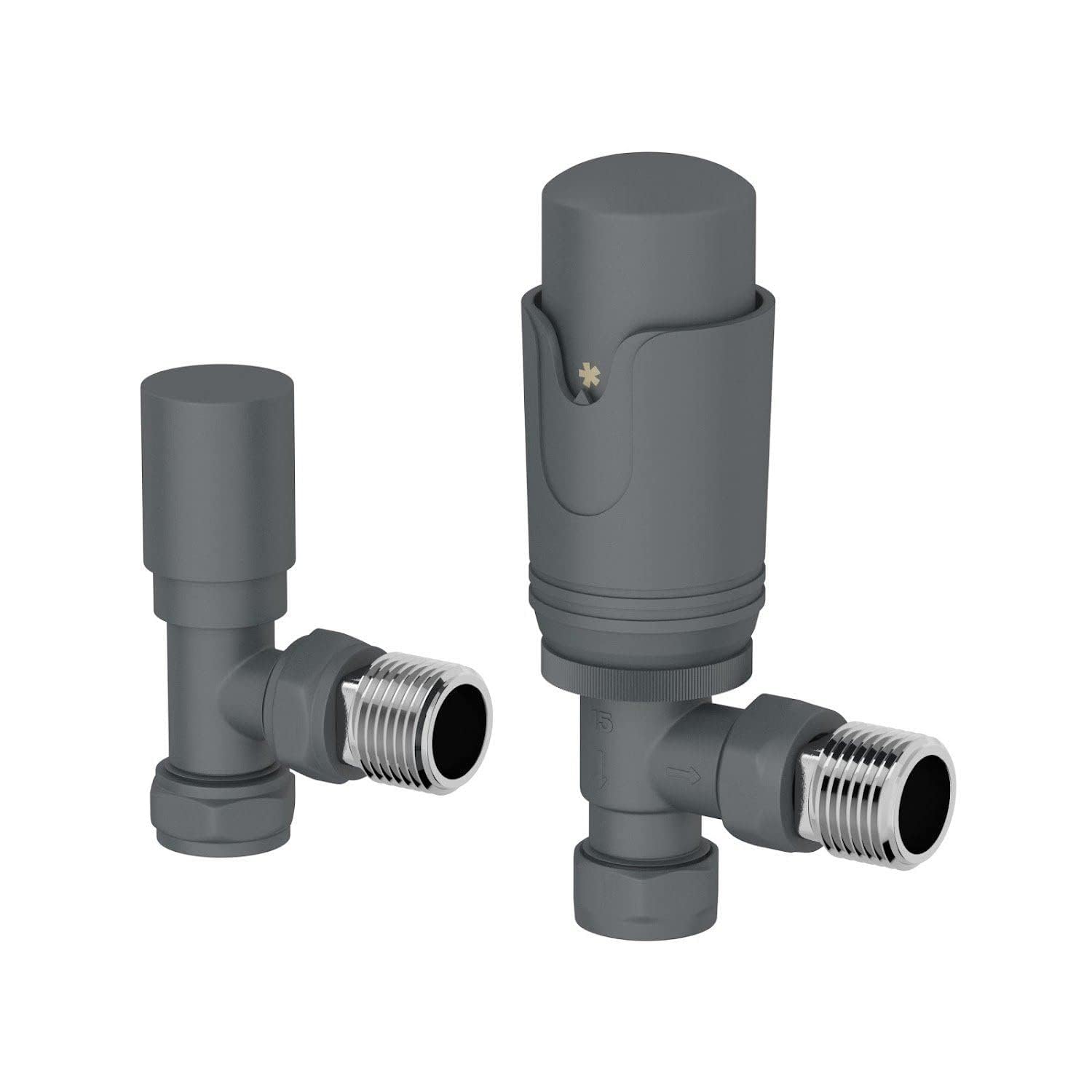 Radiant Living Thermostatic Radiator Valve Pack Angled Anthracite 15mm Lockshield TRV