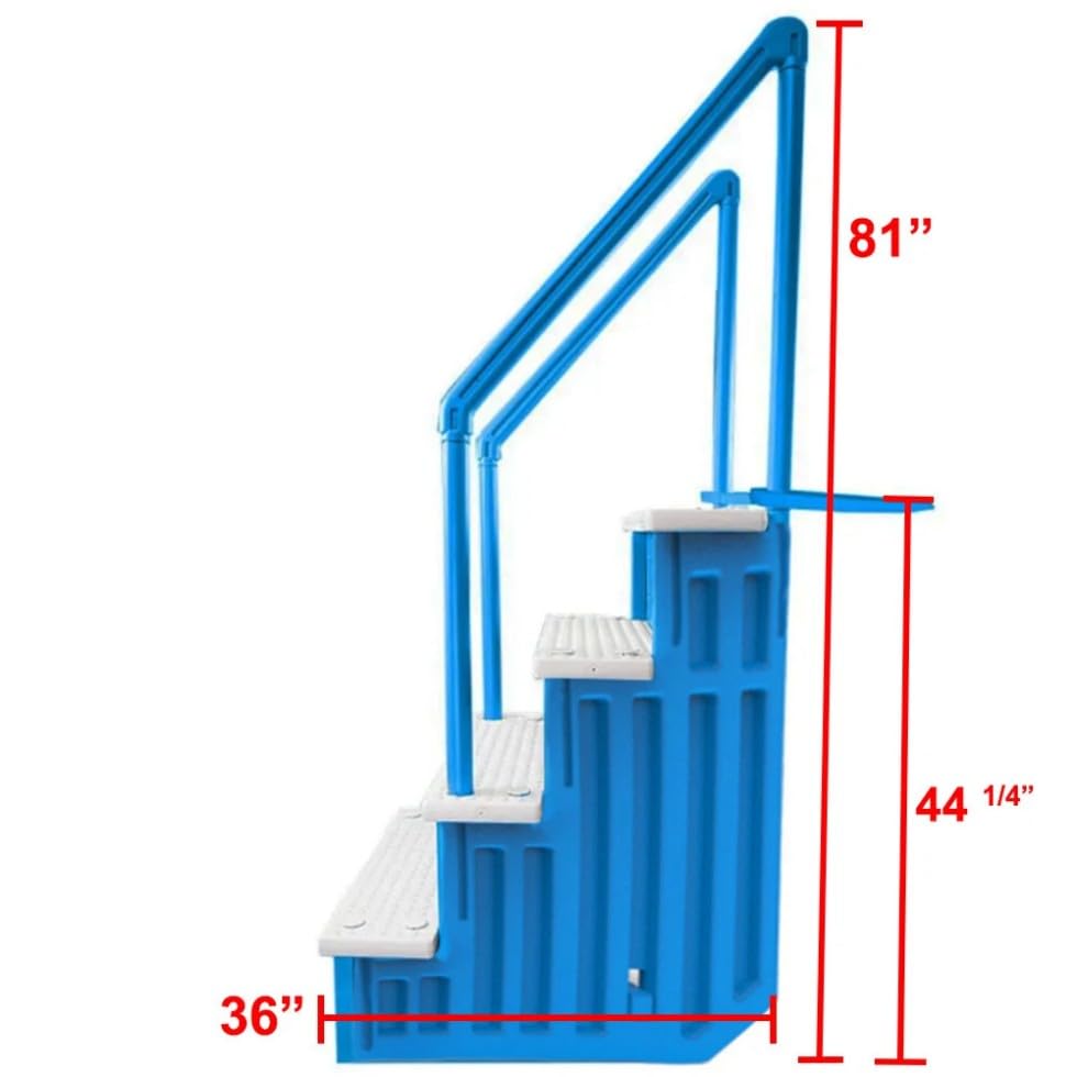 Escalera para piscina azul con escalones blancos miniatura 7