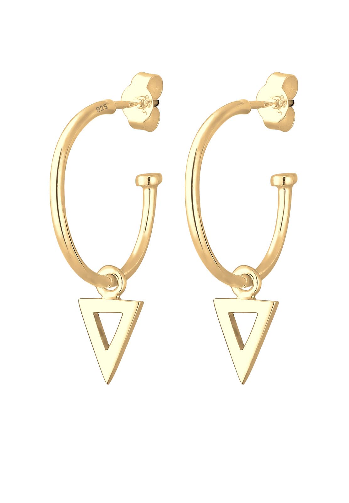 Elli Women's 925 Sterling Silver Gold Plated Geo Trend Creole Triangle Earrings 0310931016
