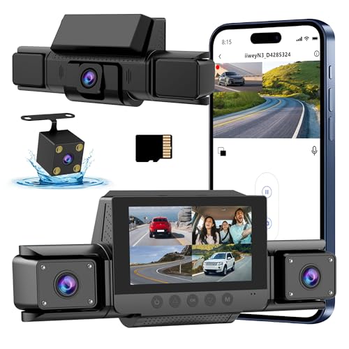 4-Channel 360° Dash cam Front and Rear FHD 1080P 180° Rotating Side-View Camera APP Control reversing Display Collision Detection Parking Monitoring Loop Recording | Suitable for sedans and 