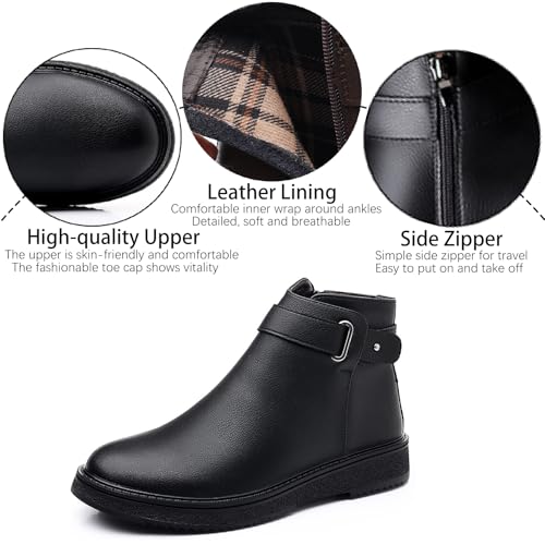Men's Leather Platform Chelsea Ankle Boots with Side Zipper Fashion Comfortable Anti-Slip Flat Booties for Fall Winter Casual Dress Boots3