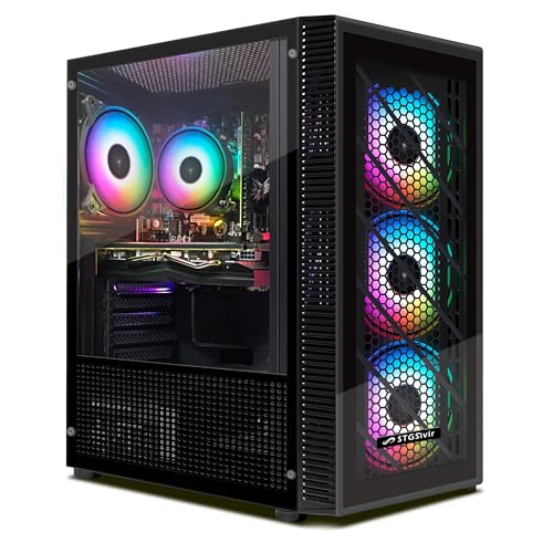 STGsivir PC Gamer Fixe,Ordinateur Gaming, 10th Gen G5905 3.5GHz, Radeon RX 580 8Go GDDR5, RAM 16Go, SSD 512Go, WiFi, BT 5.0, Ventilateur RVB x 4, W11H64