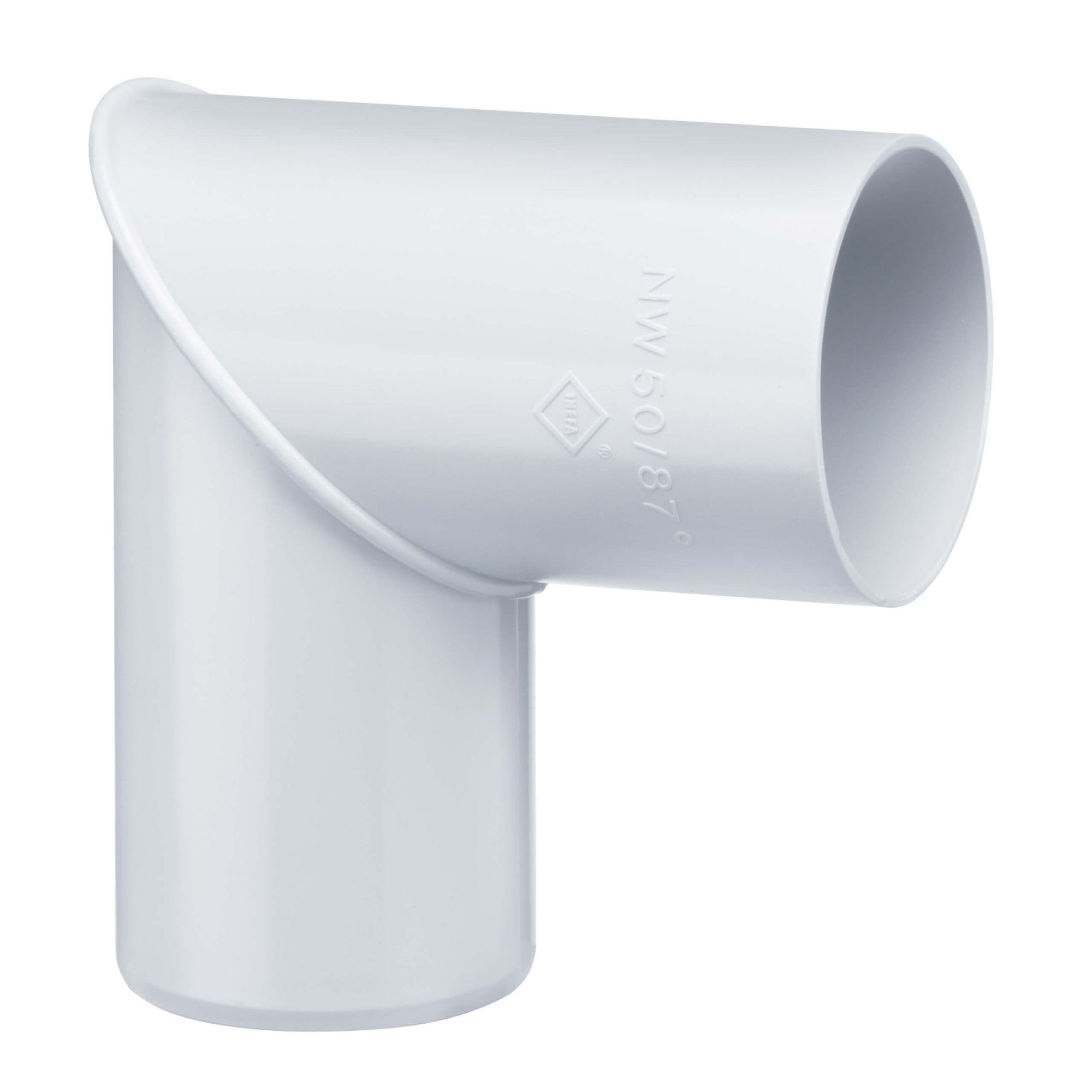 INEFA Rainwater Pipe Bend 87 Degrees for downpipe, PVC 50mm, White Connecting piece Gutter Accessory, Easy Installation, Made in Germany