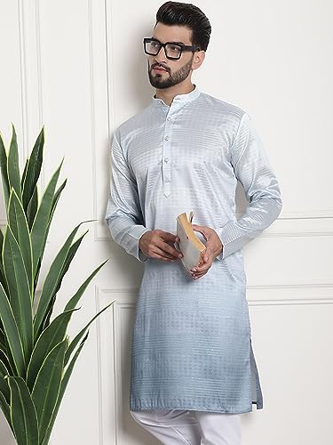 Sojanya (Since 1958 Men'S Jacquard Silk Multi Shade Kurta With Sequence2