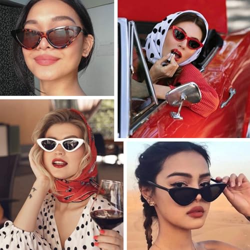 IOHLNG Retro Vintage Cat Eye Sunglasses for Women Men Narrow Cateye Trendy Sun Glasses3