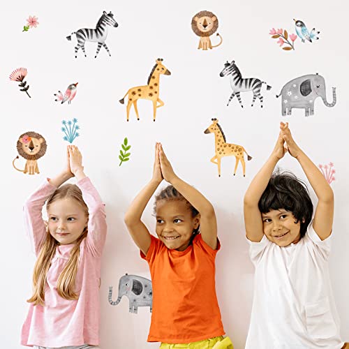 Vinilos decorativos acuarela animales safari para pared miniatura 4