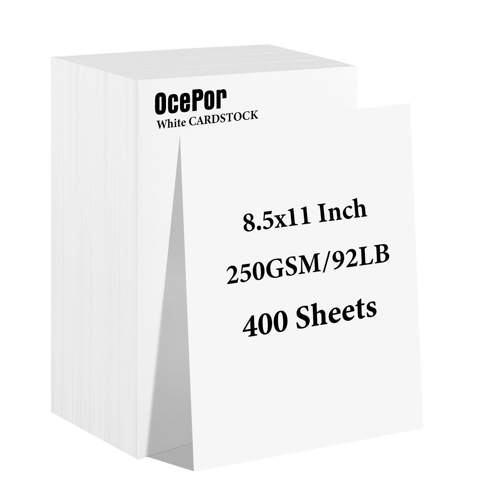 Amazon.com : OcePor 400 Sheets White Cardstock 8.5” x 11”, 92lb