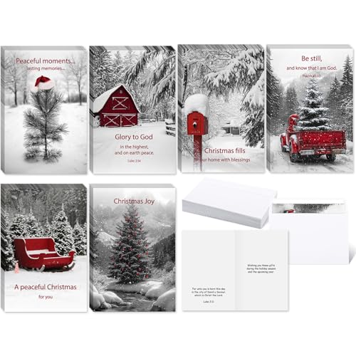 Cartes de Noël d'hiver Yexiya avec versets de l'écriture en lot de 120 avec enveloppes