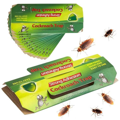 Image of Sticky Cockroach Trap with Strong Adhesive Glue Board, Pesticide-Free, Non-Toxic, Multicolor, for Kitchen, Room and Office, Safe for Pets and Kids (Pack of 5)