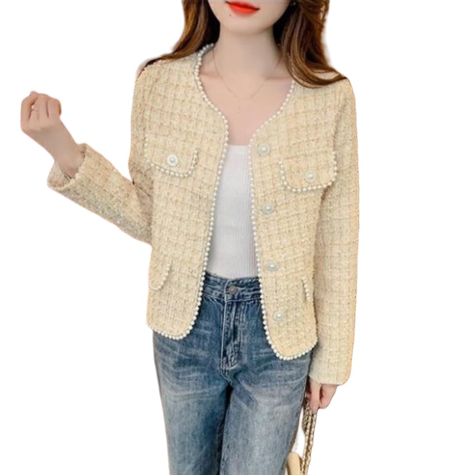 Veste courte en tweed pour femme, le classique du style français de mi-saison