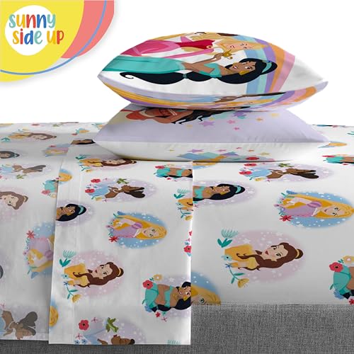 Image of Disney Princess Full Comforter Set - 7 Piece Kids Bedding Includes Comforter, Sheets & Pillow Cover - Super Soft Rainbow Stars Microfiber Bed Set