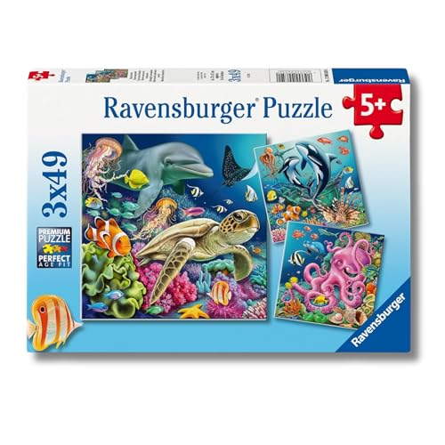 Ravensburger   Puzzle: Maravillas Submarinas, Puzzles Niños 5 Años o Más, Rompecabezas, 3 Puzzles de 49 Piezas, Regalos Niños 5 Años, 21x21cm