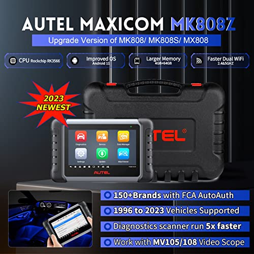 Autel Maxicom Mk808Z Diagnostic Scan Tool - Android 11 Based Bi-Directional Control, 2023 Upgraded Ver. Of Mk808/Mx808, All System Diagnosis, Fca Auto Auth, Oil Reset(Original) #TOP4