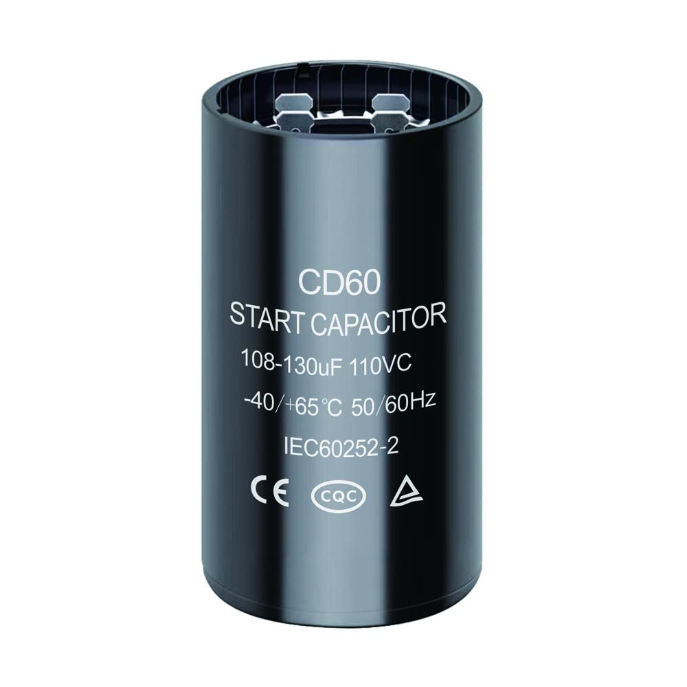 108-130 uf/MFD 110-125 VAC Round Start Capacitor ±20% 50/60 Hz CD60 Round Motor Well Pump Start Capacitor (108-130 uf/MFD)