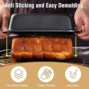 Nonstick baking pans set 9 pieces bakeware set stackable for oven with non stick cookie sheet squareround cake pans muffin loaf pan baking tray cooling rack and oven mitt  urban country home decor