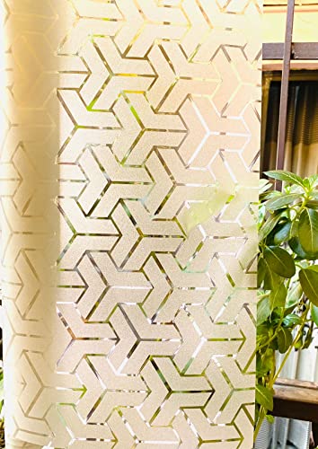 Image of HOME13 Frosted T Leaf Window Film Decorative Static Cling Window Film Window Clings Privacy Non-Adhesive T Leaf Frosted Glass Film for Living Home (Vinyl, 24x150)