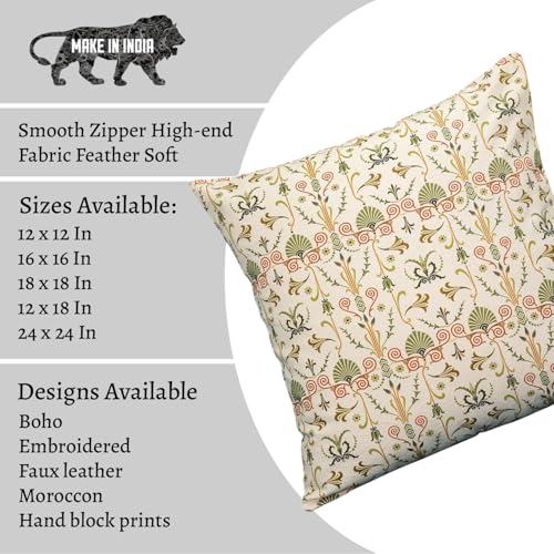 Image of Digital Print Cotton Canvas Throw Pillow Cover for Sofa | 18 X 18 Inch Decorative Pillow Cases for Home Decore | Boho Pillow Case for Living Room and Bed Room (Set of 1, 18 * 18)