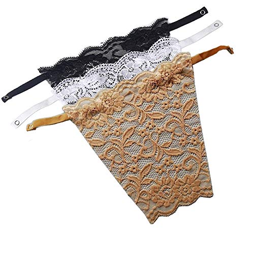 YEKEYI Damen-Turnschuhe aus Spitze, zum Anklippen, 3 Stück, Spitze, Schwarz, Weiß, Beige, One size