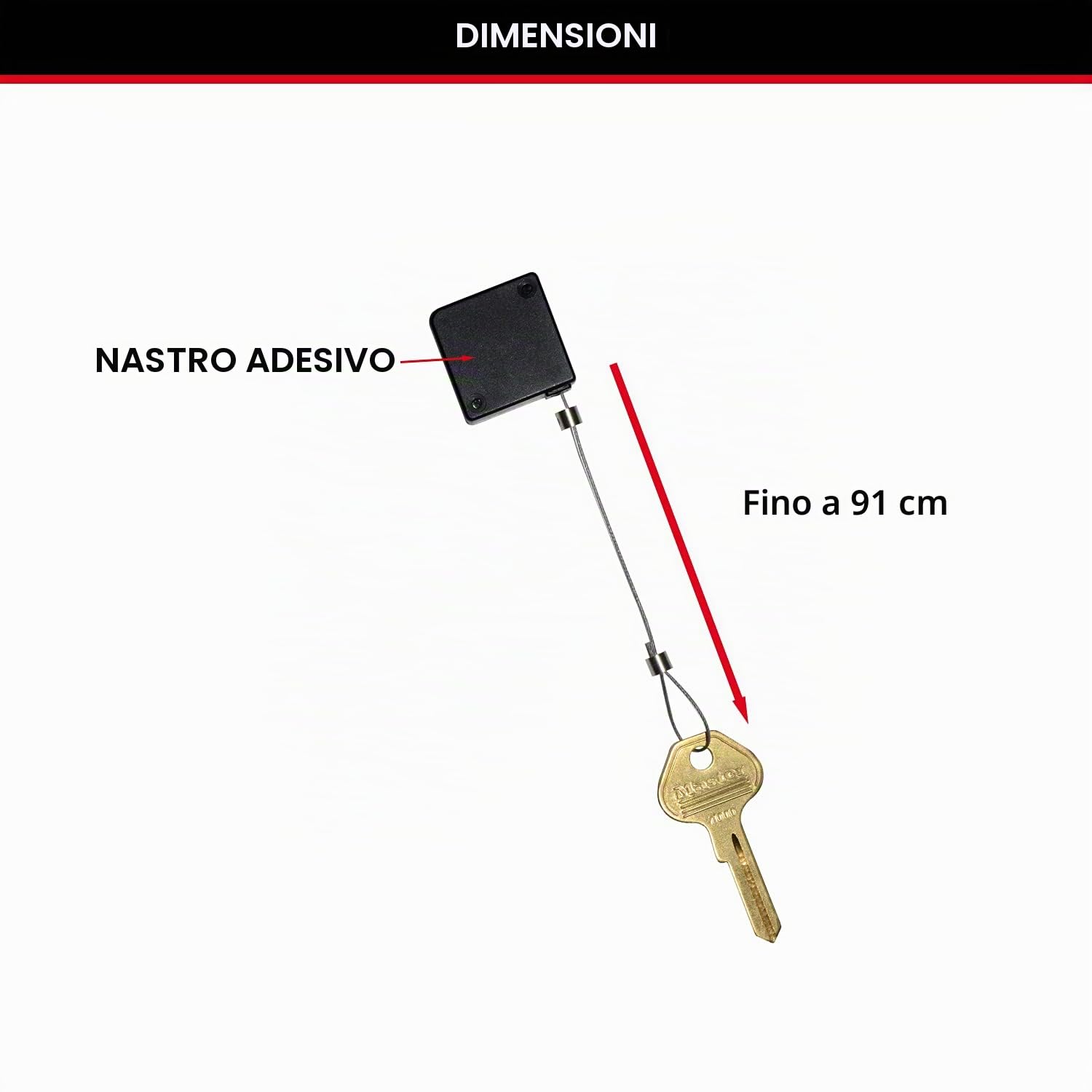 Master Lock 5490EURD Cavo Retrattile per Mini casseforti per Chiavi, da 91 cm, Nero, 0 cm x 0 cm x 0 cm