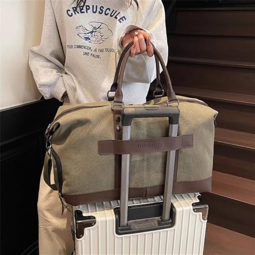 Travel Garment Bags Tote Travel Female Short Distance Canvas Luggage Out Storage Bag Duffle Bag(Green)4