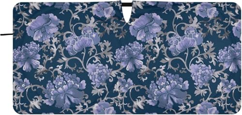 車用サンシェード フロント 折り畳み式 おしゃれ 軽自動車 カーシェード 牡丹 ぼたん フローラル 和風 和柄 日除け 遮光 断熱 車用パラソル 汎用 日差しカット 収納袋付